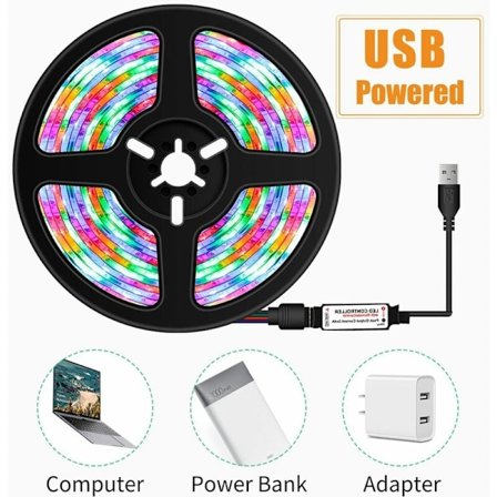 4M RGB LED-remsor med 24-tangenters fjärrkontroll 16 färger Flexibla LED-lampor Vattentät TV-bakgrundsbelysning USB-driven tejplampa för heminredning