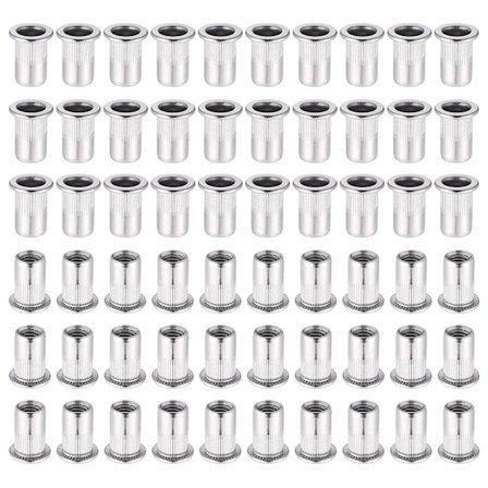 60 kpl 304 ruostumattomasta teräksestä valmistettuja M6-niittimuttereita, litteä pää, sokkomutteri, kierteitetty niittimutteri, niittimutteri 