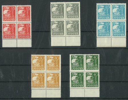 Danmark - 5 postfriske 4-blokke