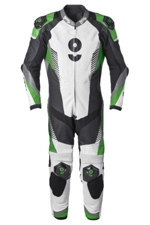Tuta In Pelle Moto GMS GRC-1 1 Pezzo Verde/Nero/Bianco 52