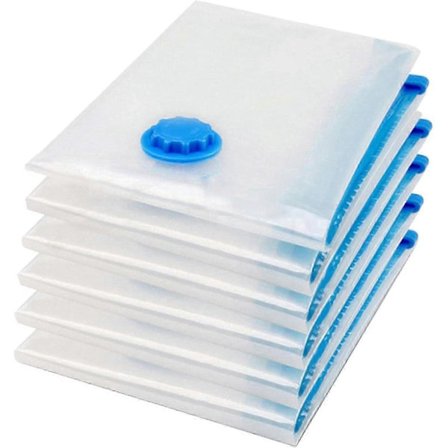 10-pack 70x50cm Vakuumförvaringspåsar - Lufttäta platsbesparande vakuumpåsar för garderober, skåp - Stora återanvändbara vakuumpåsar för kläder, 