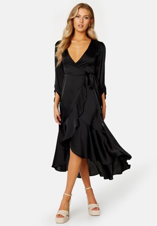 Bubbleroom Occasion Gilda Wrap Dress Black Klær