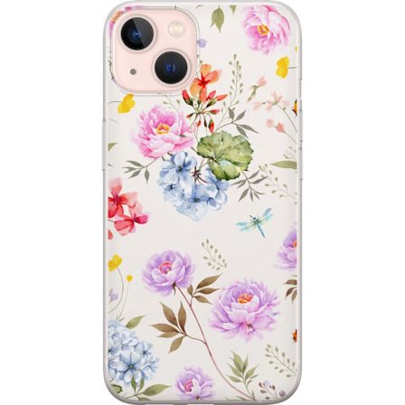 Kompatibelt Mobildeksel til Apple Apple iPhone 13 Blomstrete mønster med håndmalte blomster, sommerfugler og insekter i romantisk skandinavisk stil