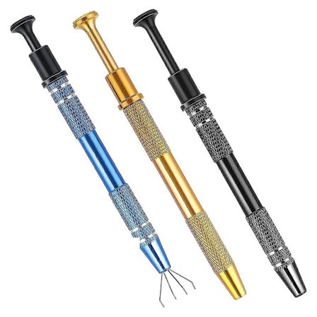 3 stk. Piercing Kugle Griber Værktøjssæt Juveler's Samleværktøj, 4 Klo Samler til Små Dele Smykkefremstilling_Overraskelse