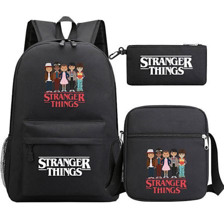 Stranger Things -reppu, 3-osainen setti, opiskelijan koululaukku, kangaskassi 22 3 kpl/setti