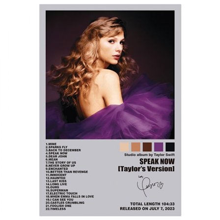 Pop Singer Canvas Plakat f?r Taylor Swift Til V?relse Estetisk Canvas V?gkunst sovev?relse TALE NU TAYLOR'S VERSION SPEAK NOW TAYLOR'S VERSION