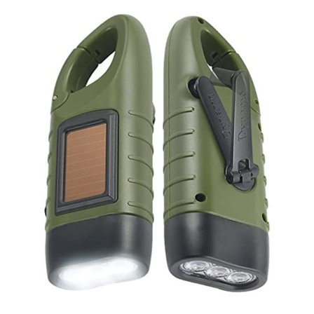 Håndsving Solcelle Drevet Lommelygte, Genopladelig LED Nødlygte, Overlevelses Lommelygte, Hurtig Snap Karabinhage Dynamo Lommelygte til