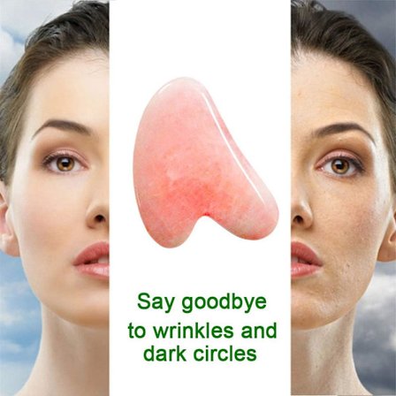 *Sällsynt pärl Guasha ansiktsmassage Naturlig rosenkvarts sten Guasha bräda massageapparat*