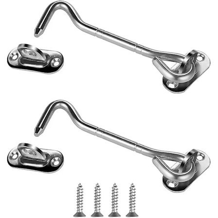 /EA/ 2 st Kabinkrok Låskrok Dörrlås och Bultar för Lås Dörrlås Grind Fönsterfäste för Ljuddämpare Distans - 101mm Rostfritt Stål Silver