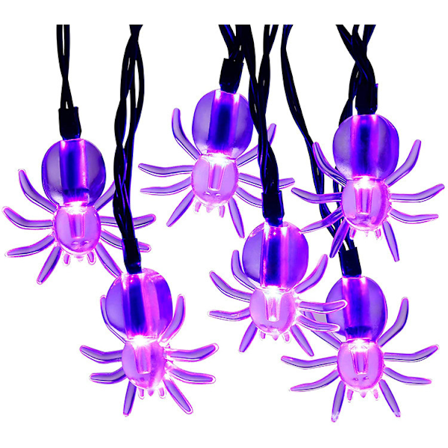 Halloween Spider LED-lys 30 LED Halloween Spider Lights Innendørs Utendørs Solcellelys