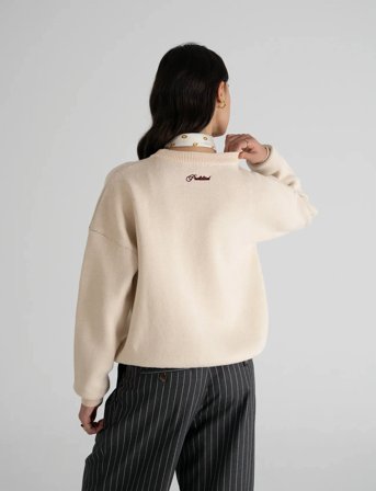 Prohibited Initial Knit Sweater - Cream - L