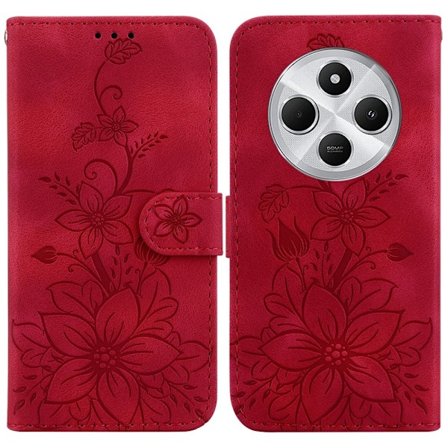 For Xiaomi Redmi 14C 4G Case Lily Flower Imprint Phone Cover with Stand