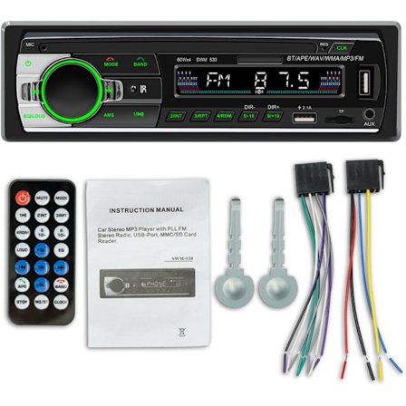 Bluetooth-bilradio, 1 DIN-bilradiomottaker med MP3-spiller, WMA FM-fjernkontroll, doble USB-porter, 4x60W håndfri stereo, iOS, Android-kompatibel