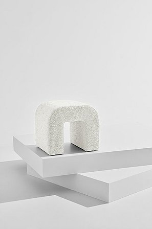 Jotex - Poef Van Bouclé 45x41 Cm Wit Wit - Odette - Koop Pastill - Meubels bij Jotex