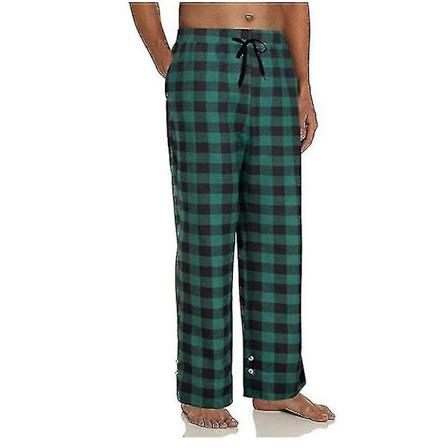 Herre Pyjamasbukser med Lommer, Myke Flanell Rutete Pyjamasbukser XL green XL