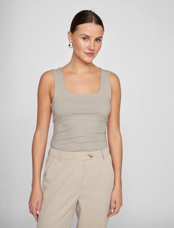 Vila Vikenza U-Neck S/L Tank Top Rev - Noos - Beige - XS