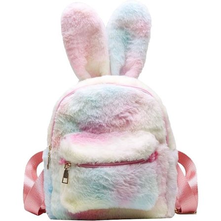 Søte kaninryggsekker for jenter, kvinner søte kaninører Ryggsekk Fluffy Skulder Bag Skole Bag Satchel