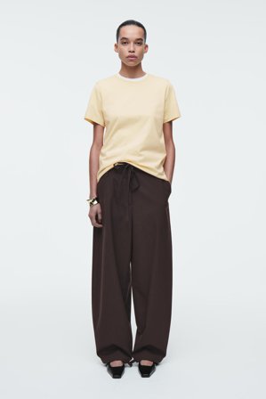 COS Crew-Neck Cotton T-Shirt in Yellow - Women