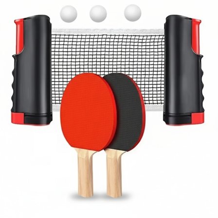 Portabelt bordtennis-set med flexibelt nät | Pingis-set för hem och resa