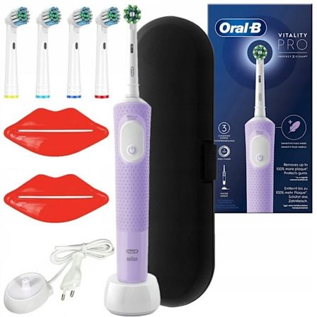 Eltandborste - Oral-B - Vitality PRO Protect X Clean - 3 lägen - Etui - 5 borsthuvuden
