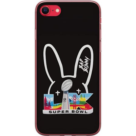 Kompatibel Mobilcover til Apple iPhone 7 Bad Bunny portræt med åben skjorte, tatoveringer og krøllet hår i stilfuld modefotografering