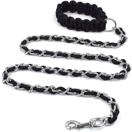 Chewy hundeleie 5,5 fot tung hundeleie metall kjæledyrkjede med mykt leiehåndtak for mellomstore hunder