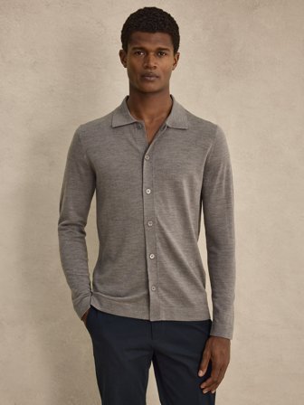 John Henric Men's Taupe Cardigan Regular Fit Size M