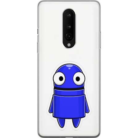 Yhteensopiva Puhelinkuori OnePlus OnePlus 8 Sininen piirretty hahmo, jossa on suuret silmät ja ystävällinen ilme minimalistisessa muotoilussa