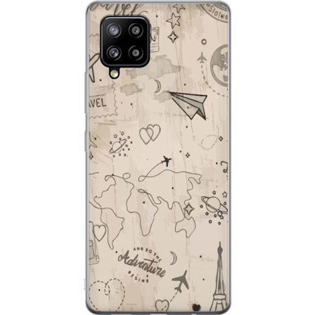 Yhteensopiva Puhelinkuori Samsung Galaxy A42 5G Tulevaisuuden aseistettu sankari vaaleanpunaisessa ja kultaisessa puvussa, jossa hehkuvaa energiaa dra