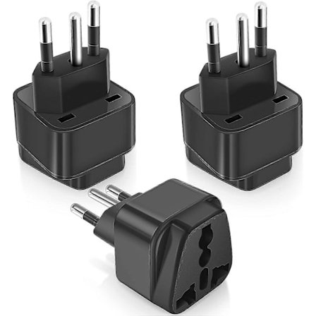 Reisadapter EU/US til Brasil Brasiladapter Type N Brasil Reisepluggadapter Australia/Italia/Kina Plugg til Brasil Hjemmereise Svart [DB]