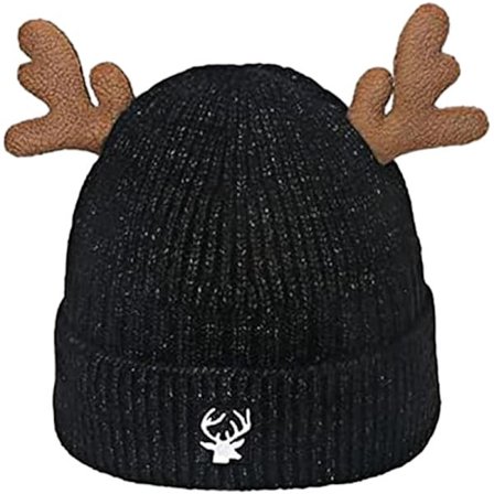 Jule-Strikket Hjortehatt, Søt Reinsdyrgevir Strikket Hatt