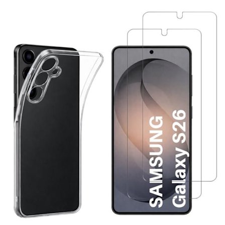 Cover til Samsung Galaxy S26 og 2 Tempered Glass Skærmbeskyttelse Phonillico