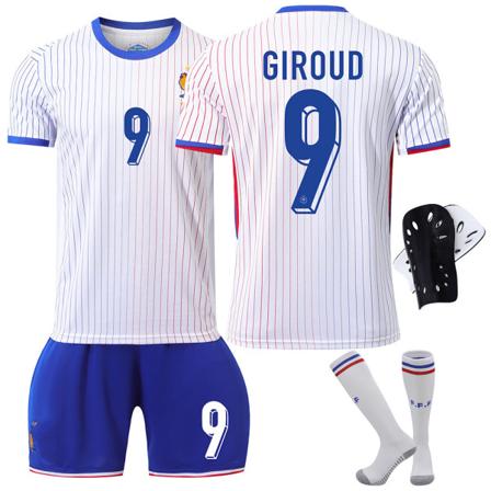 Frankrike 2024 landslagströja fotbollströja UEFA Euro edition hem barn vuxen set nr 9 GIROUD With socks+protective gear With socks+protective gear 22