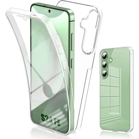 Cover - Helbeskyttelse - til Samsung Galaxy S24 FE - Silikone + PC - Gennemsigtig - Grøn