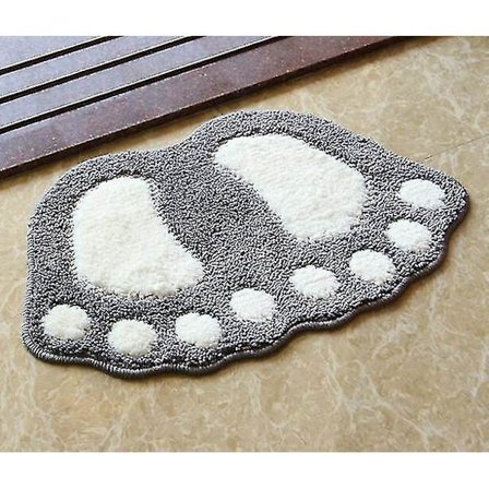 40x60cm Fotspår Golvmatta Badrumsmatta Halksäker Grå