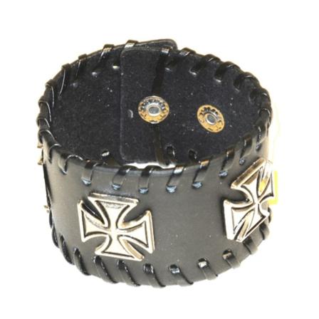 Læderarmbånd med maltesisk kors Silver