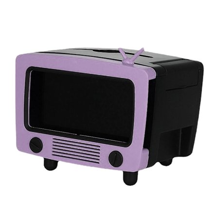 Vävnadslåda Tv-formad mobiltelefonhållare Dispenser förvaring Case Organizer med mobil (lila)