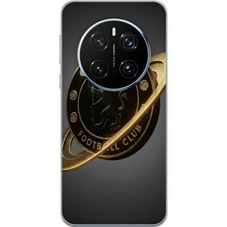 Kompatibelt Mobilskal till Honor Honor Magic7 Pro Chelsea-emblem i svart och guld med lejonmotiv, ringformad design och svepande guldeffekt på mörk