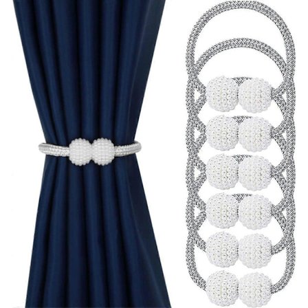 Pakke med 6 gardinbånd Magnetiske gardinholdere Tau Gardinbinderklips Gardinholder Kompatibel med hjemmedekorasjon Kontor (Grå)