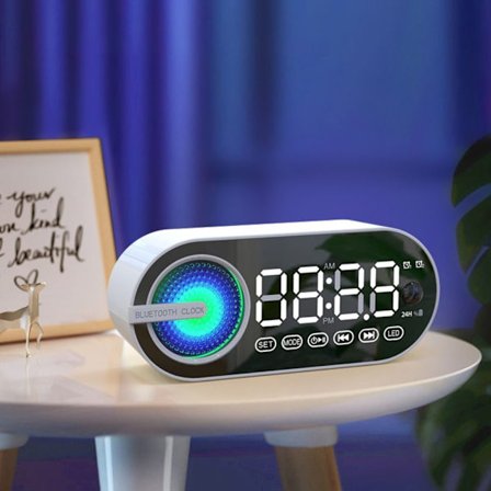 Digital vekkerklokke Bluetooth-høyttaler HVIT