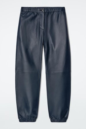 COS Femme Pantalon De Jogging Droit En Cuir in Bleu