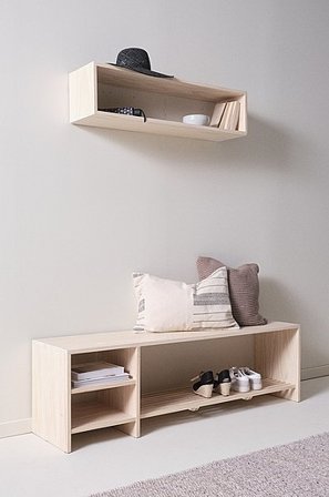 Jotex - Ławka/półka Na Buty Lazurowany na bialo - REYKJAVIK - Kup Półka na buty firmy Jotex