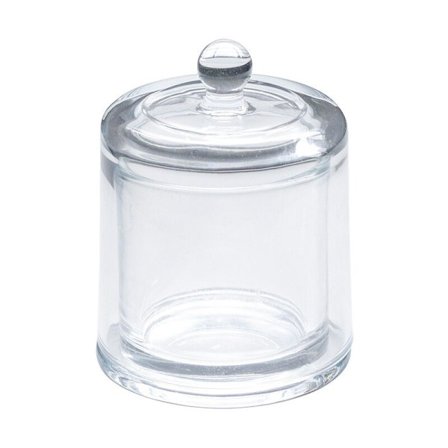 Kompaktor, eske for bomull og bomullspinner med lokk, gjennomsiktig