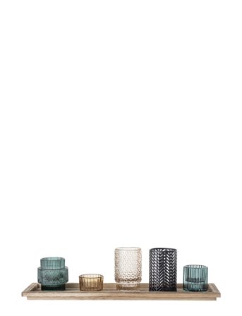 Bloomingville Fyrfadsstage, Multi Farvet, Glas Sæt Of 6 - Multi/patterned - ONE SIZE