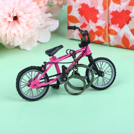Mini Legering Model Cykel Nøglering Diecast Metal Finger Mountain Rose red