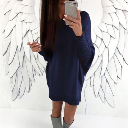 Höstens Populära Tröja Klänning Explosionsstil Lös Rund Hals T