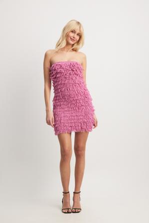 NA-KD Trend Robe courte en maille avec boucle - Robes bandeau - Rose - XX-Small