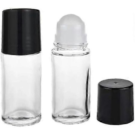 2 st 30 ml Klar Glas Eterisk Olja Rollerflaskor med Rostfri Stålkula och Påfyllningsbara Lock
