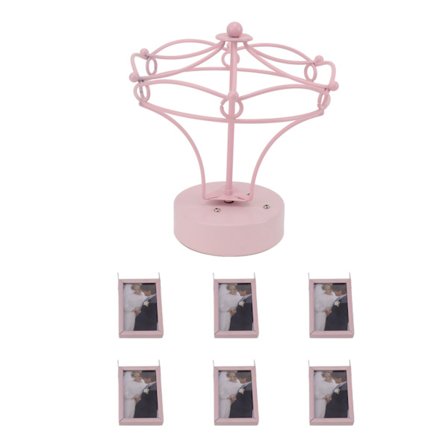 Roterende Metal Fotoramme Multifunktionel Borddekoration til Hjem og Kontor Pink