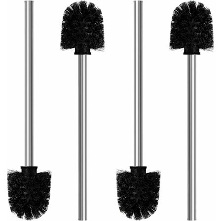 Sæt med 4 toiletbørster - 8 cm diameter erstatningsbørste - toiletbørste med rustfrit stålhåndtag - toiletbørste med elegant og klassisk design